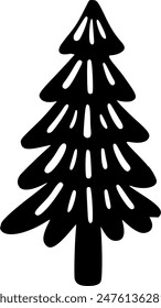 Hand drawn camping elements. Perfect for prints, poster, trip, travel card. Doodle vector illustration. Christmas tree