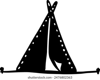 Hand drawn camping elements. Perfect for prints, poster, trip, travel card. Doodle vector illustration. Camp tent 