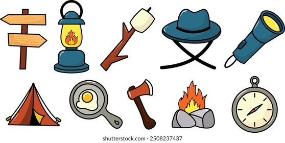 Hand Drawn Camping Equipment Vector