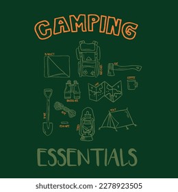 Hand Drawn Camping Essentials Checklist 