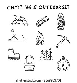 Hand drawn Camping and Outdoor icon, simple doodle icon
