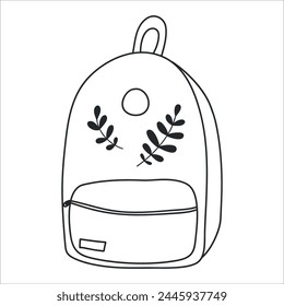 Hand drawn camping or school backpack doodle. Schoolbag Bag for travel in sketch style. Back to School Concept Vector Design 