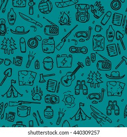 Hand drawn camping wallpaper