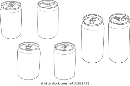 Hand drawn can line drawing illustration set