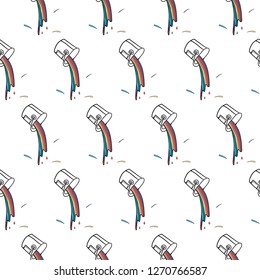 Hand Drawn can of paint with minimal line style and colorful rainbow inside. Doodle pattern. Illustrations Drawing a Vector Sketch for textile, print, postcard, poster, background, t-shirt, apparel