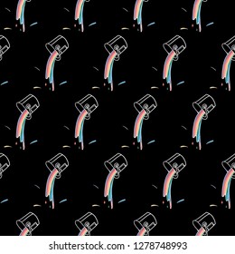 Hand Drawn can of paint with minimal line style and colorful rainbow inside. Doodle pattern. Illustrations Drawing a Vector Sketch for textile, print, postcard, poster, background, t-shirt, apparel