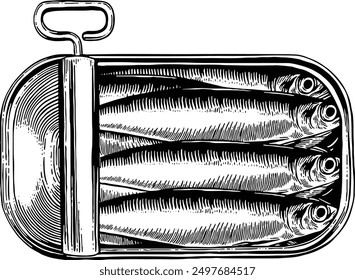 Hand drawn Can of Sardines Sketch Illustration