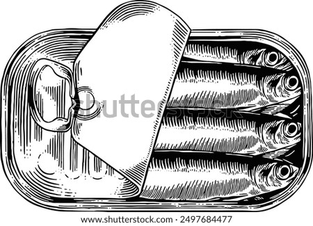 Hand drawn Can of Sardines Sketch Illustration
