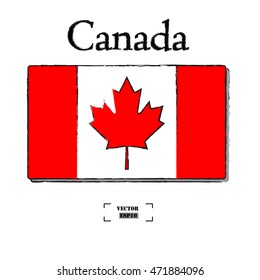 Hand drawn Canada Flag, Flags of the world for education, Vector design.