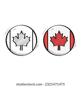 Hand Drawn Canada Flag Icon Vector Design.