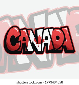 Hand Drawn Canada Graffiti Vector. Canada Day Icon Concept.