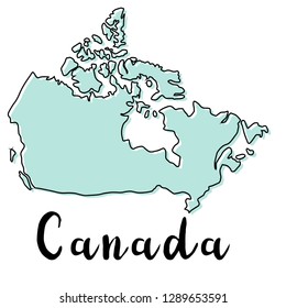 Hand drawn  of  Canada map, vector  illustration