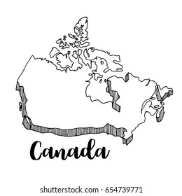 Hand drawn  of  Canada map, vector  illustration