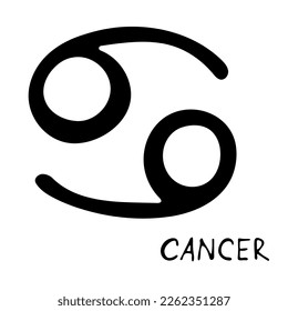 Hand drawn cancer zodiac sign Esoteric symbol doodle Astrology clipart Element for design