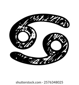 Hand drawn cancer zodiac sign Esoteric symbol doodle Astrology clipart Element for design