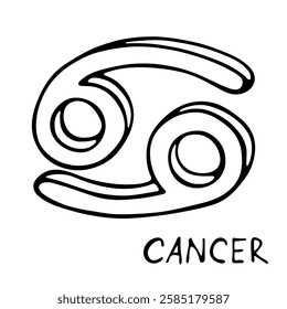 Hand drawn cancer zodiac sign Esoteric symbol doodle Astrology clipart Element for design