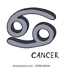 Hand drawn cancer zodiac sign Esoteric symbol doodle Astrology clipart Element for design