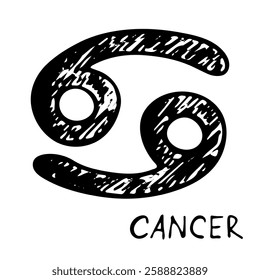 Hand drawn cancer zodiac sign Esoteric symbol doodle Astrology clipart Element for design
