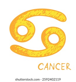 Hand drawn cancer zodiac sign Esoteric symbol doodle Astrology clipart Element for design