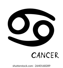 Hand drawn cancer zodiac sign Esoteric symbol doodle Astrology clipart Element for design