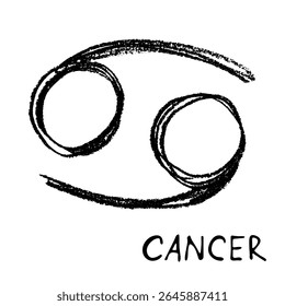 Hand drawn cancer zodiac sign Esoteric symbol doodle Astrology clipart Element for design