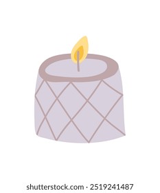 hand drawn candle. Colored Vector flat illustration isolated on background. decorative element for greeting card, web, christmas, wedding, birthday, valentine day