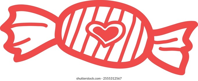 Hand Drawn Candle With Heart Vector Illustration