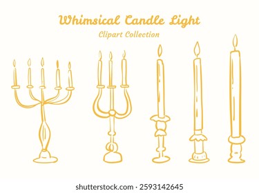 Hand Drawn Candle Holder Clipart Charming and Antique Look For Gothic and Victorian Graphics