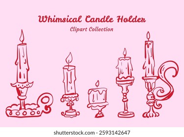 Hand Drawn Candle Holder Clipart Charming and Antique Look For Gothic and Victorian Graphics