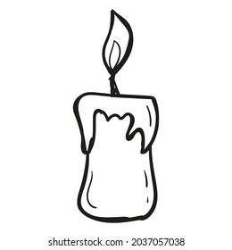 Hand drawn candle icon in doodle style isolated.