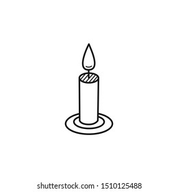 Hand drawn Candle isolated on a white. Sketch. Vector illustration.