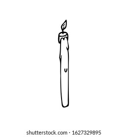 Hand drawn candle isolated on a white background. Doodle, simple outline illustration.  