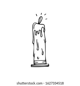 Hand drawn candle isolated on a white background. Doodle, simple outline illustration. 