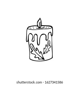 Hand drawn candle isolated on a white background. Doodle, simple outline illustration.  