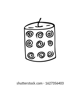 Hand drawn candle isolated on a white background. Doodle, simple outline illustration.  