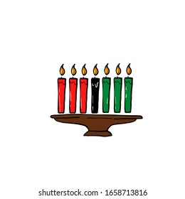 hand drawn candle light illustration symbol for kwanzaa celebration doodle style