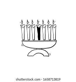 hand drawn candle light illustration symbol for kwanzaa celebration doodle style