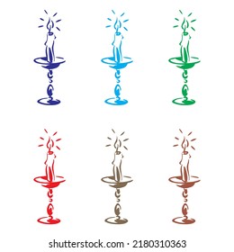 Hand Drawn Candle On The Candlestick Vector Illustration
