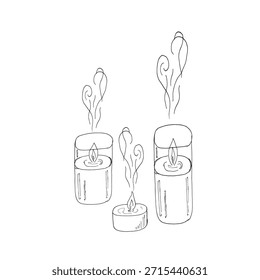 Hand drawn candle set isolated on white