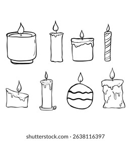 Hand Drawn Candles Doodle Set
