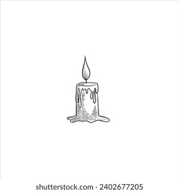 Hand drawn candles. Retro sketches isolated. Doodle line graphic design. Vector vintage black and white images. Vector illustration.