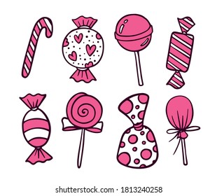 hand drawn candy doodle illustration