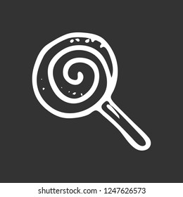 Hand drawn candy doodle. Sketch winter icon. Decoration element. Isolated on black background. Vector illustration.