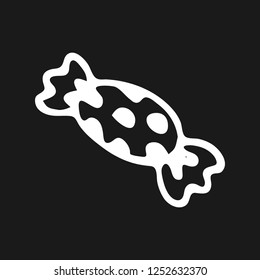 Hand drawn candy doodle. Sketch children's toy icon. Decoration element. Isolated on black background. Vector illustration.