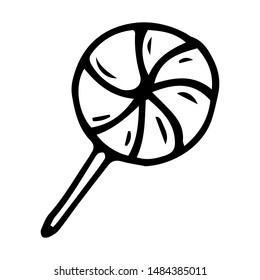 Hand drawn candy doodle. Sketch winter icon. Decoration element. Isolated on white background. Vector illustration.