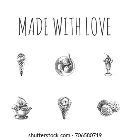 Hand Drawn Candy Sketches Set. Collection Of Truffle, Chocolate, Sweet And Other Sketch Elements.