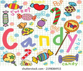hand drawn candy sweet colorful for kid