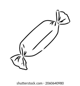 Hand Drawn Candy wrapped Sketch Symbol isolated on white background. Vector Candies In Trendy Style