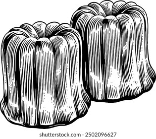 Hand drawn Canele Sketch Illustration