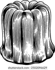 Hand drawn Canele Sketch Illustration